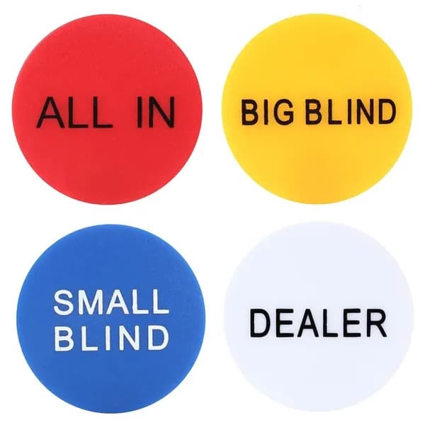 4 шт. Кнопки для покера: Small Blind, Big, Dealer, защита для карт и фишек