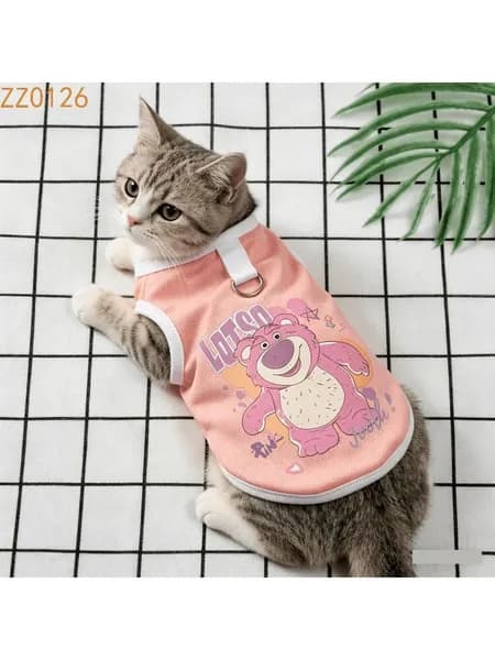 Летняя жилетка для кошки, милая мультяшная одежда