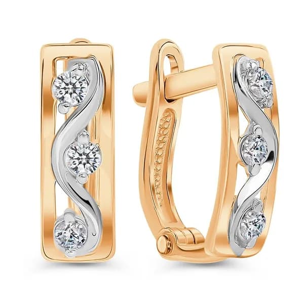 Серьги детские с фианитами из красного золота 375 пробы 585GOLD