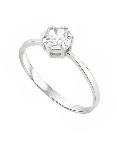 Серебряное женское кольцо 925 пробы с фианитом, Фианит круг 6.0 б/ц 0.300