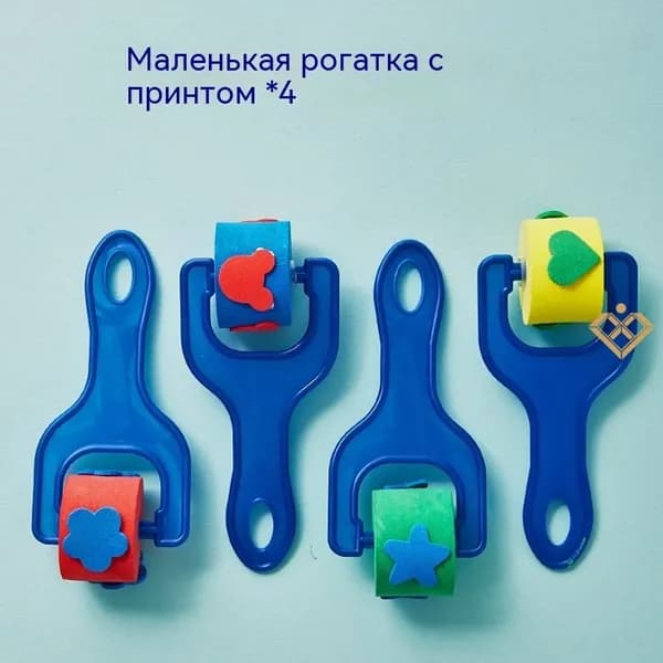 Набор штампов из губки для рисования с палочками и валиками. Творческий набор для детей и детского сада развивает моторику и воображение!