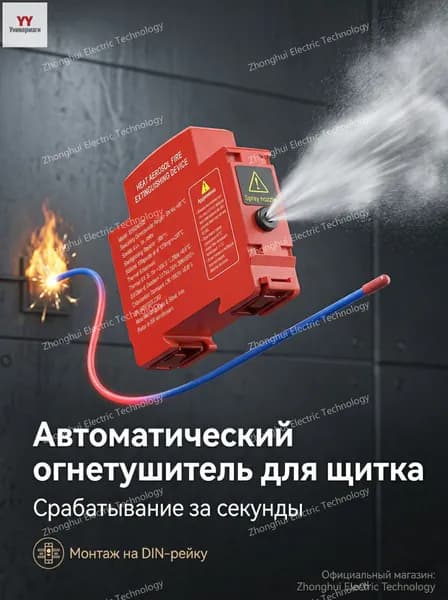 Автономная установка аэрозольного пожаротушения, автоматический огнетушитель для автомобиля, электрощита и ИБП, крепление на DIN-рейку, термоактивирующийся, 10г