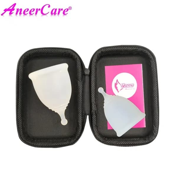 Набор менструальных чаш AneerCare из 2 шт, размеры S+L . Белые. Хвостик шар. Силиконовая капа для месячных. Менструальная чаша, комплект 2 шт