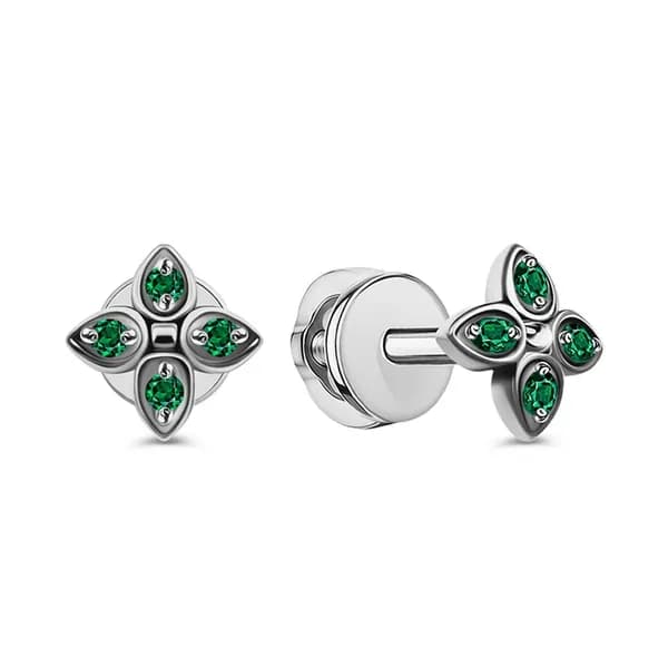 Серьги женские с фианитами серебро 925 пробы 585GOLD