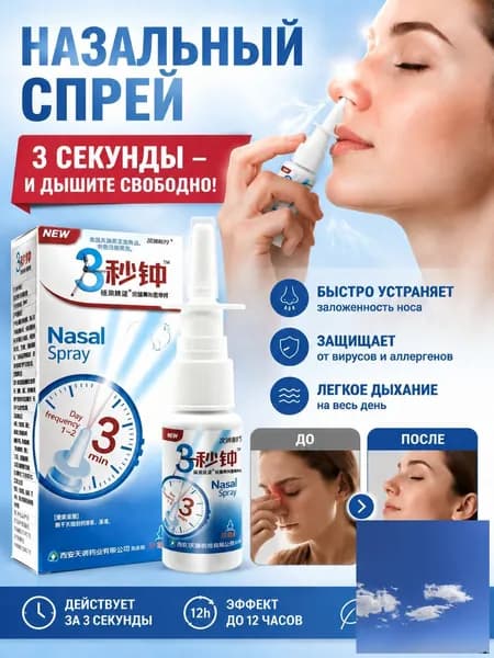 Спрей для носа от хронического ринита и синусита, средство при заложенности носа и насморке, китайская травяная медицина