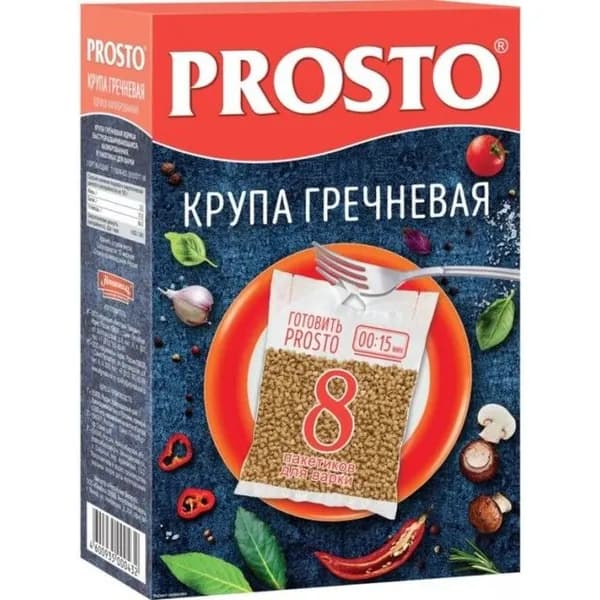 Prosto Крупа гречневая buckwheat 8 пакетиков по 62,5 г 500 г