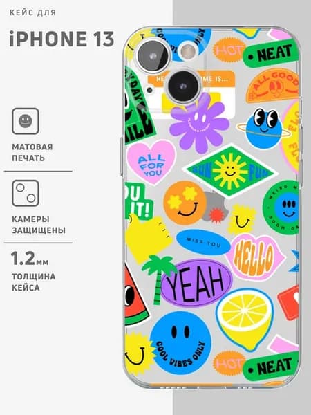 Прозрачный чехол на iPhone 13 с принтом
