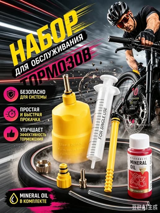 Прокачка тормозов мини набор с гидравлическим маслом