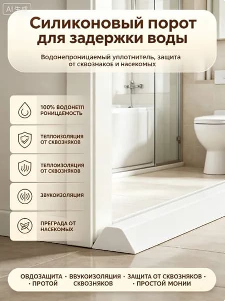 Силиконовая водоудерживающая лента,барьер для душа,силиконовая водоудерживающая лента. белая 1 метр