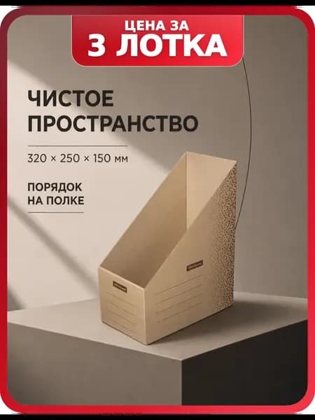 Вертикальные лотки для документов из картона, 3 шт