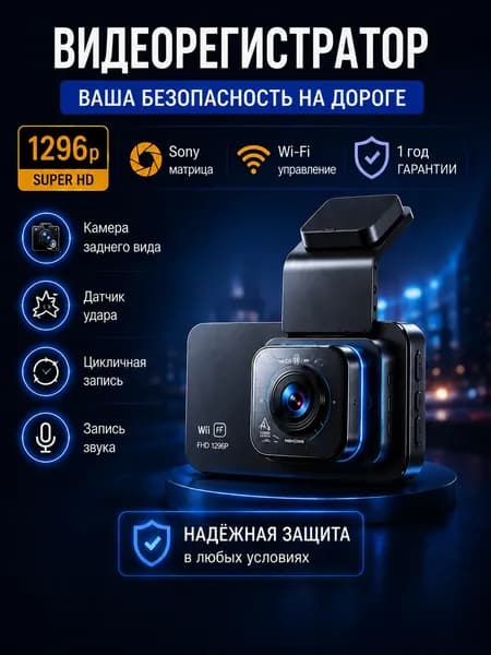 Видеорегистратор автомобильный WiFi с 2 камерами 4K Ultra HD