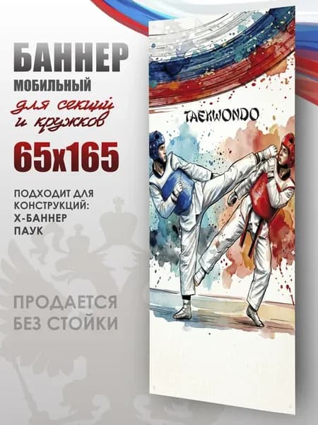 Баннер для секций и кружков для моб стенда 65х165, Тхэквондо