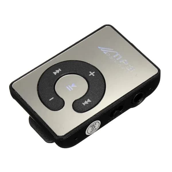Мини музыкальный MP3-плеер с USB-кабелем и наушниками черного цвета