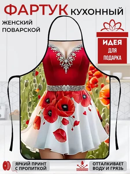 Фартук кухонный  1шт, Маки