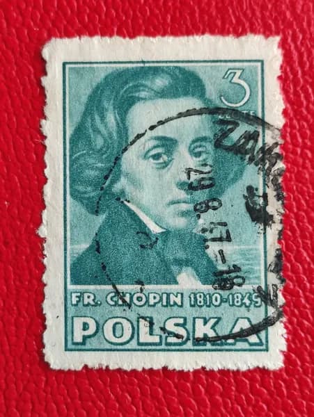 Марки Польша 1947. Польская культура: "Фредерик Шопен". См фото. Гашение
