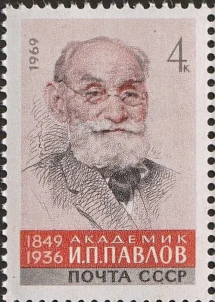 Почтовые марки СССР 1969г. "120 лет со дня рождения И.П.Павлова" Люди на марках, Лауреаты Нобелевской премии, Ученые MNH