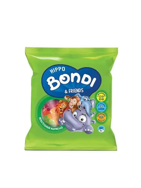 HIPPO BONDI & FRIENDS Жевательный мармелад, с соком ягод и фруктов, 30 гр