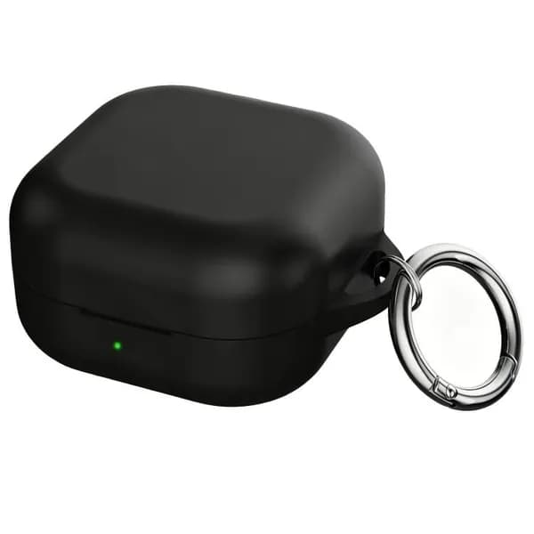 Galaxy Buds4 Защитный чехол из цельного силикона толщиной 2 мм для наушников Galaxy Buds4 / Buds4 Pro с крючком (черный)