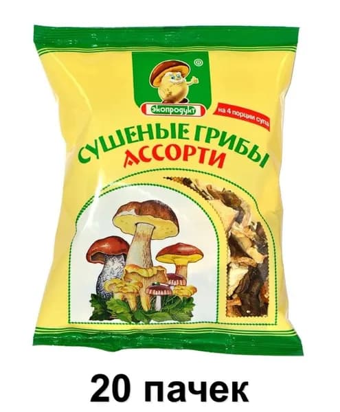 Экопродукт Грибы сушеные Ассорти, 50 г, 20 шт