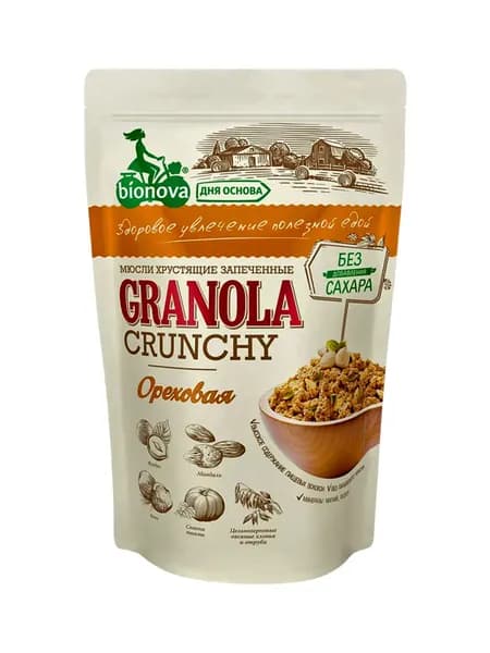 Гранола Bionova Crunchy запеченная ореховая, 400 гр