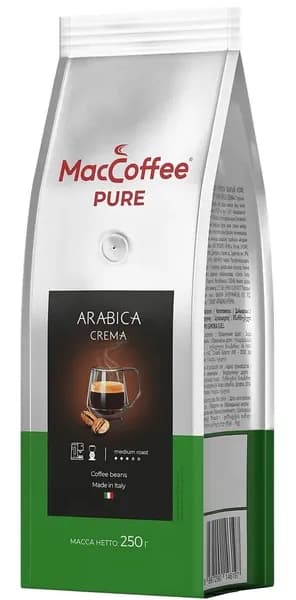 Кофе зерновой MacCoffee PURE Arabica Crema, 250г