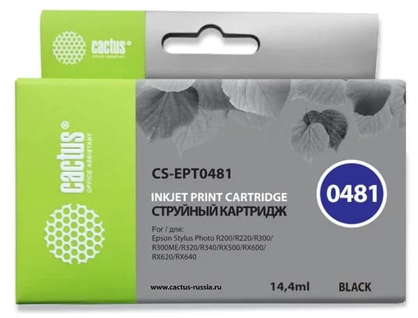 Картридж Cactus CS-EPT0481 струйный картридж (Epson T0481 - C13T04814010) 14,4 мл, черный