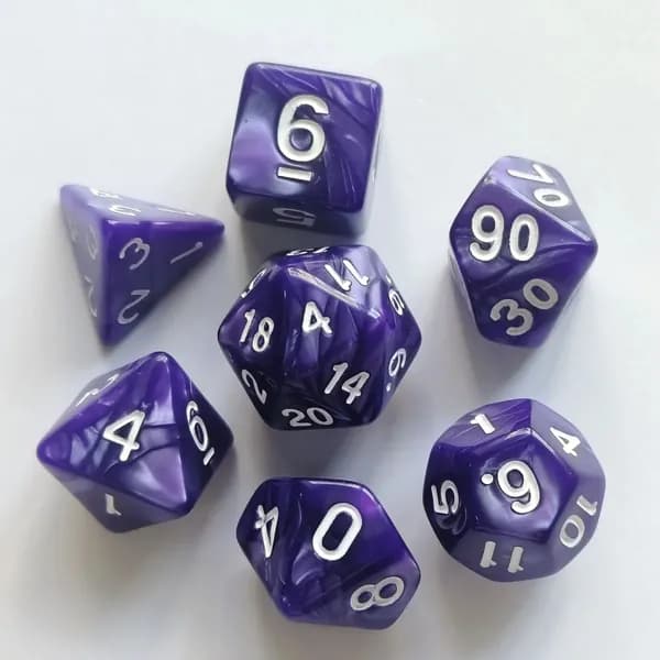 Набор игральных костей из 7 штук с жемчужной текстурой Кубики для DND и настольных игр
