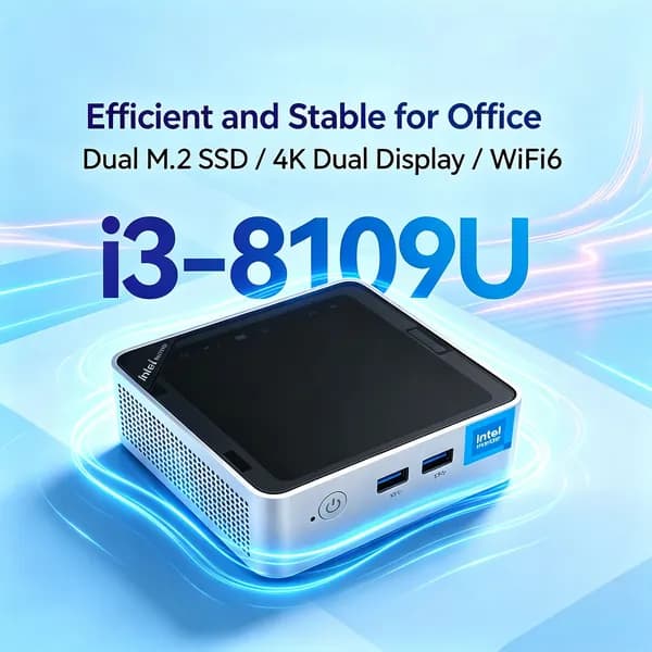 Мини-ПК (Intel Core i3-8109U, RAM 8 ГБ, SSD 1024 ГБ, Intel Graphics, Windows), черный матовый