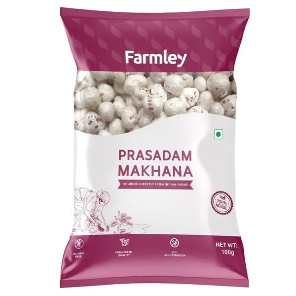 Farmley прасадам махана, 100 г, для поста орехи лотоса, богатый кальцием, поддерживает вес, набор 3 шт, здоровые перекусы