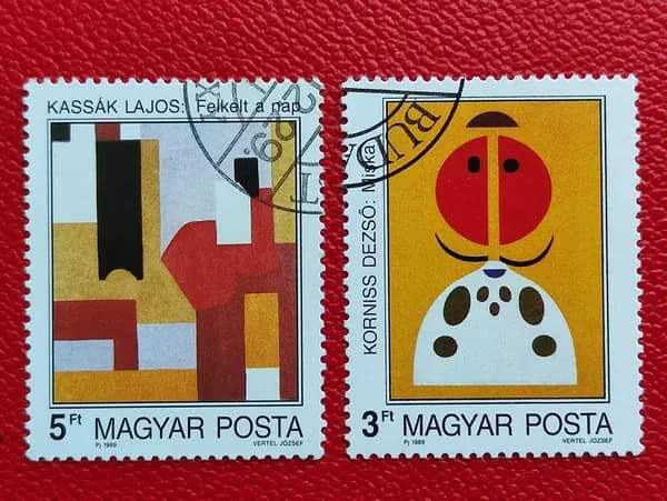 Марки Венгрия 1989. Современные картины: "Дези Корнисс и Лайош Кашшак". Гашение - см фото
