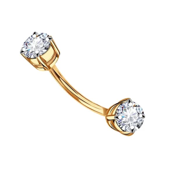 Золотой пирсинг в пупок DIAMANT-ONLINE с цирконием 585 пробы