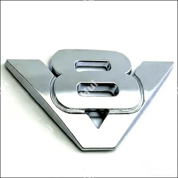 Наклейка шильдик на авто V8 (Хром)
