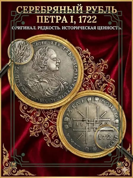 Пётр I (Пётр Великий) Российской империи, Крест рубля 1722 года