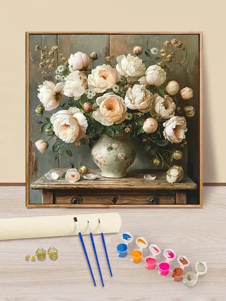 Картина по номерам для взрослых начинающих,цветок, цветной холст, 40x40см, Без рамки