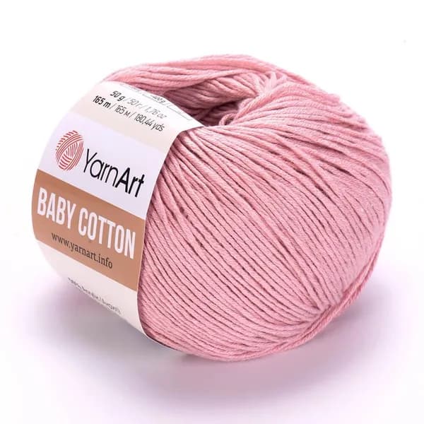 Пряжа Baby Cotton YarnArt - 413 (тем. розовый), 1 моток, 50% хлопок, 50% акрил (50г, 165м) нитки для вязания