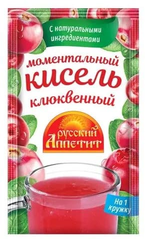 "Русский аппетит" Кисель моментальный "КЛЮКВЕННЫЙ" 30гр.*7шт.