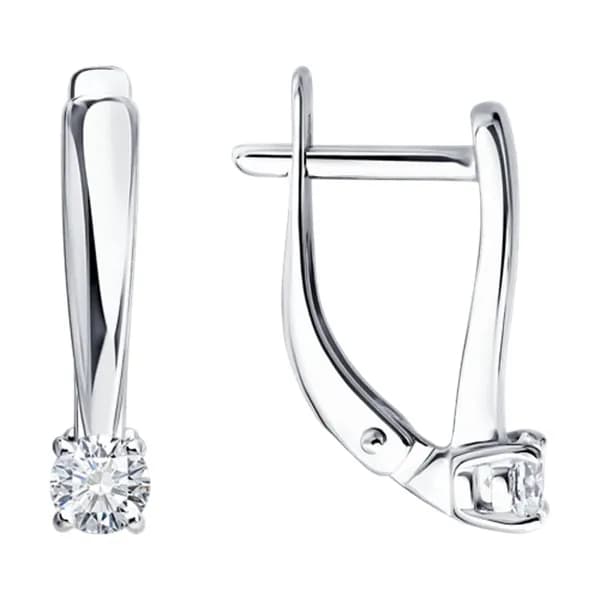 Серебряные серьги DIAMANT-ONLINE с бриллиантом выращенным 925 пробы