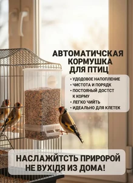 Автокормушка для птиц и попугаев в клетку бункерная от шелухи, прозрачная кормушка непросыпайка навесная