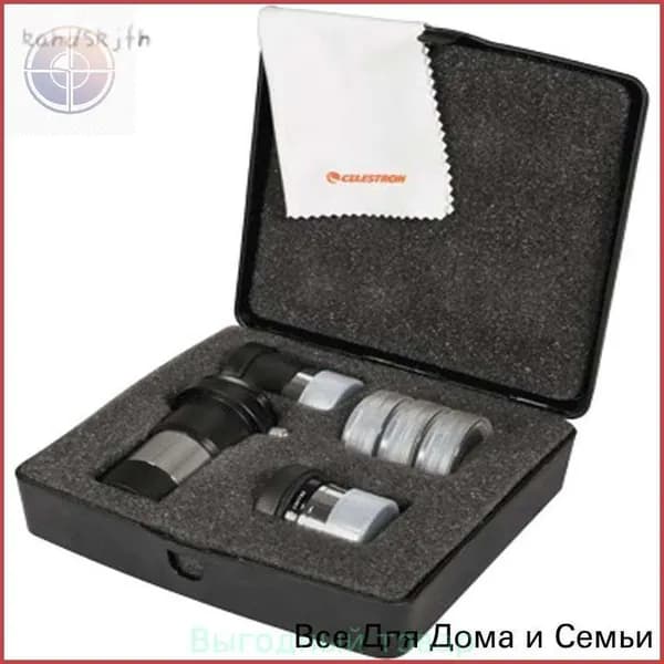Эксклюзивный комплект Celestron AstroMaster 94307 для телескопа включает два окуляра, линзу Барлоу, три светофильтра, салфетку для оптики и пластиковый кейс