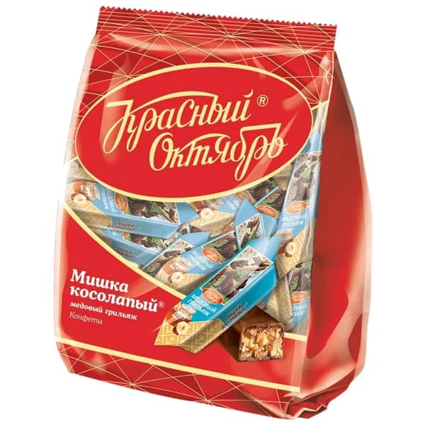 Конфета Грильяж медовый Мишка Косолапый Красный Октябрь, 200 г