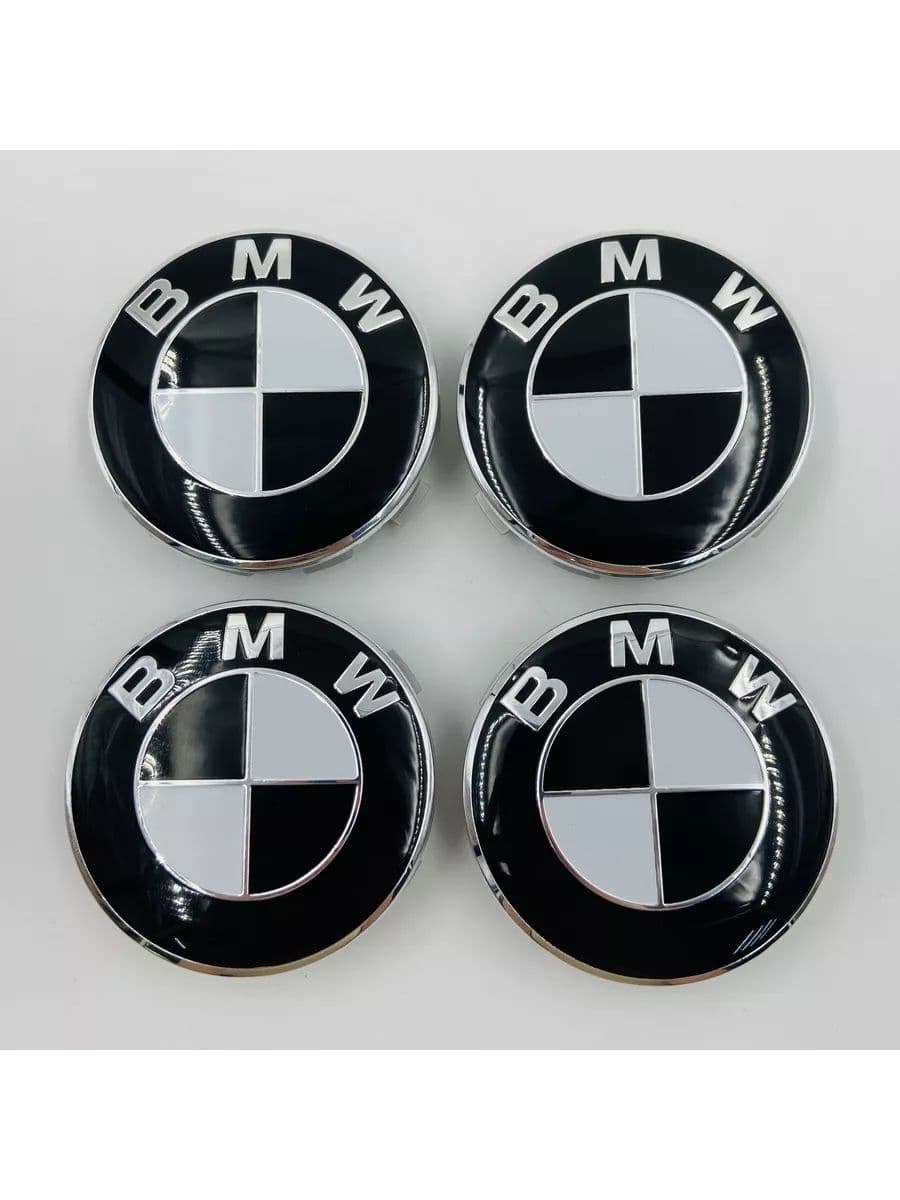 Колпачки заглушки на литые диски с эмблемой BMW 68 мм 4 шт