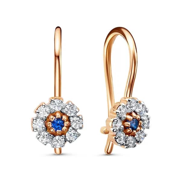 Серьги детские с фианитами из красного золота 375 пробы 585GOLD
