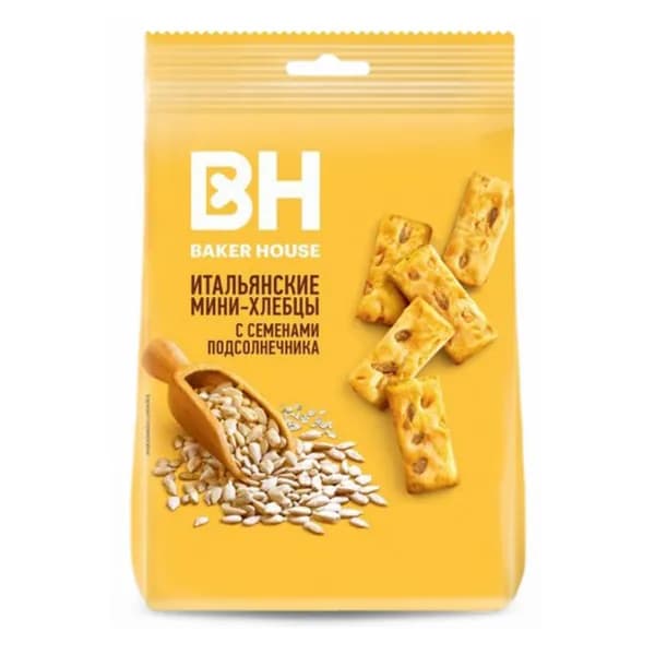 Мини-хлебцы пшеничные Baker House Итальянские с семенами подсолнечника и оливковым маслом 110 г