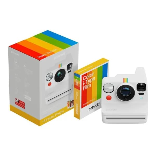 Фотоаппарат мгновенной печати Polaroid Now+ Gen 3 белый + цветная пленка (8 фотографий)