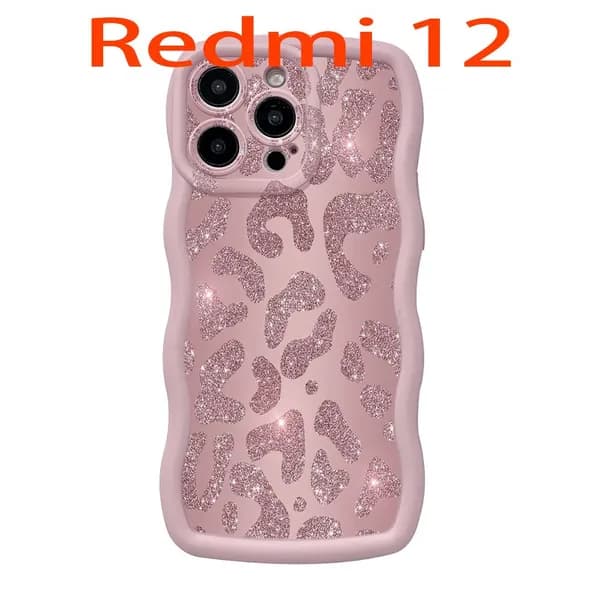 Противоударный чехол для Redmi 12 4G с леопардовым принтом и гальваническим покрытием