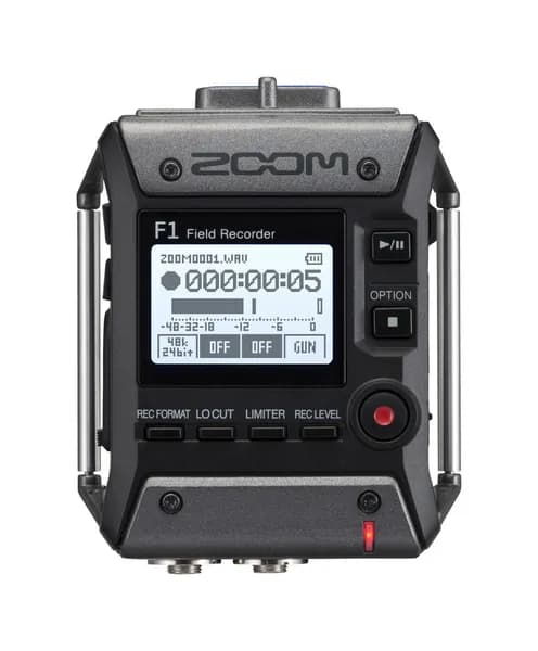 Zoom F1-SP Рекордер двухканальный, совместим с микрофонными капсюлями Zoom, запись 24-бит/96 кГц WAV/MP3, монохромный ЖК-дисплей 1.25 дюйма, Rec Hold