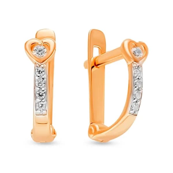 Серьги детские с фианитами из красного золота 585 пробы 585GOLD