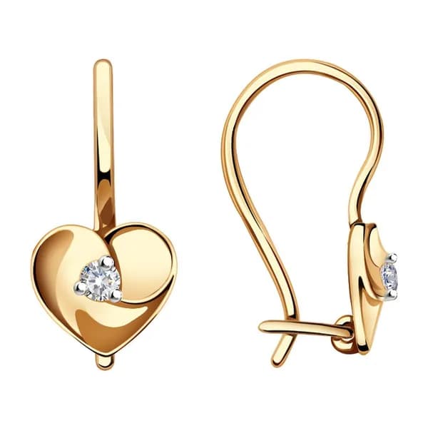 Золотые серьги DIAMANT-ONLINE с цирконием 585 пробы