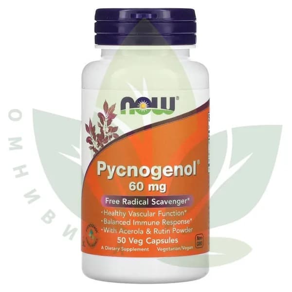 Foods, Pycnogenol (пикногенол), 60 мг, 50 растительных капсул