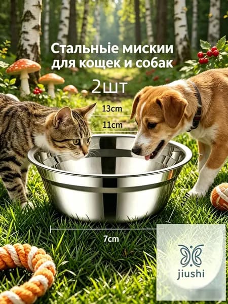 Нержавеющая сталь миска для кошек и собак 2шт